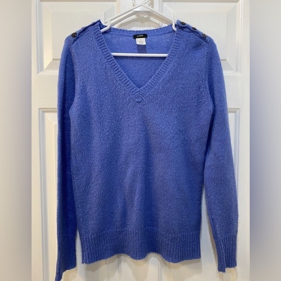 J. Crew Wool Mohair Blend Lightweight V-Neck Classic Sweater Women's Size S - Picture 1 of 7